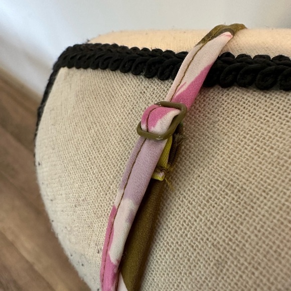 Aerie Floral Khaki Pink Spaghetti Strap Camisole Cami Ruffle Crop SZ M - Picture 2 of 5